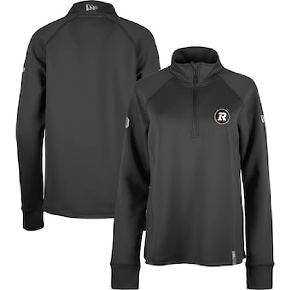 Women's 5th & Ocean by New Era Black Ottawa Redblacks Sideline Piper Performance Raglan Quarter-Zip Top