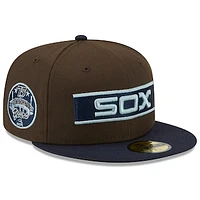 Men's New Era Brown/Navy Chicago White Sox  Comiskey Park 75th Anniversary Walnut 9FIFTY Fitted Hat