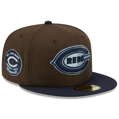 Men's New Era Brown/Navy Cincinnati Reds  1938 MLB All-Star Game Walnut 9FIFTY Fitted Hat