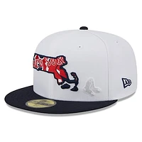 Men's New Era White/Navy Boston Red Sox State 59FIFTY Fitted Hat