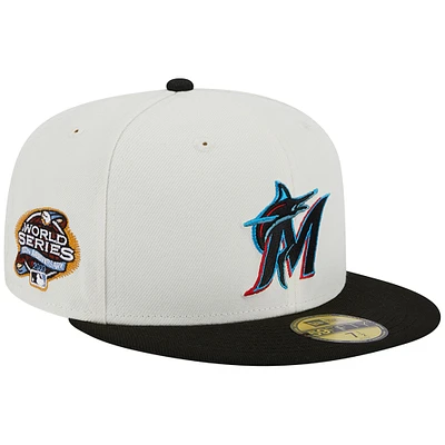 Men's New Era Stone/Black Miami Marlins Retro 59FIFTY Fitted Hat