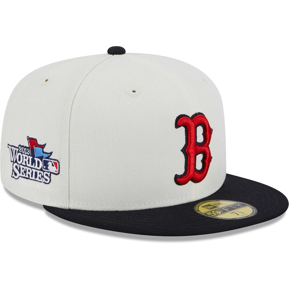 Men's New Era Stone/Navy Boston Red Sox Retro 59FIFTY Fitted Hat