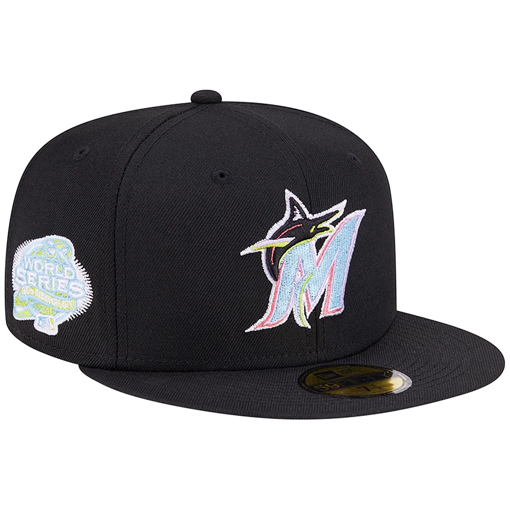 Men's New Era Black Miami Marlins Multi-Color Pack 59FIFTY Fitted Hat