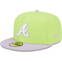 Men's New Era Neon Green/Lavender Atlanta Braves Spring Color Two-Tone 59FIFTY Fitted Hat