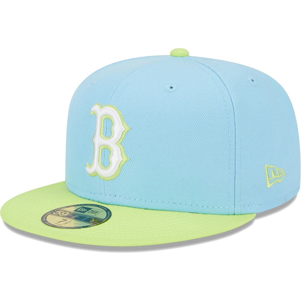 Men's New Era Light Blue/Neon Green Boston Red Sox Spring Color Two-Tone 59FIFTY Fitted Hat