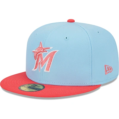 Men's New Era /Light Blue Miami Marlins Spring Color Two-Tone 59FIFTY Fitted Hat