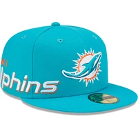 Men's New Era Aqua Miami Dolphins Arch 59FIFTY Fitted Hat