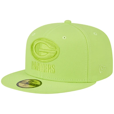 Men's New Era Neon Green Bay Packers Color Pack Brights 59FIFTY Fitted Hat