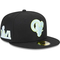 Men's New Era Black Los Angeles Rams Multi 59FIFTY Fitted Hat