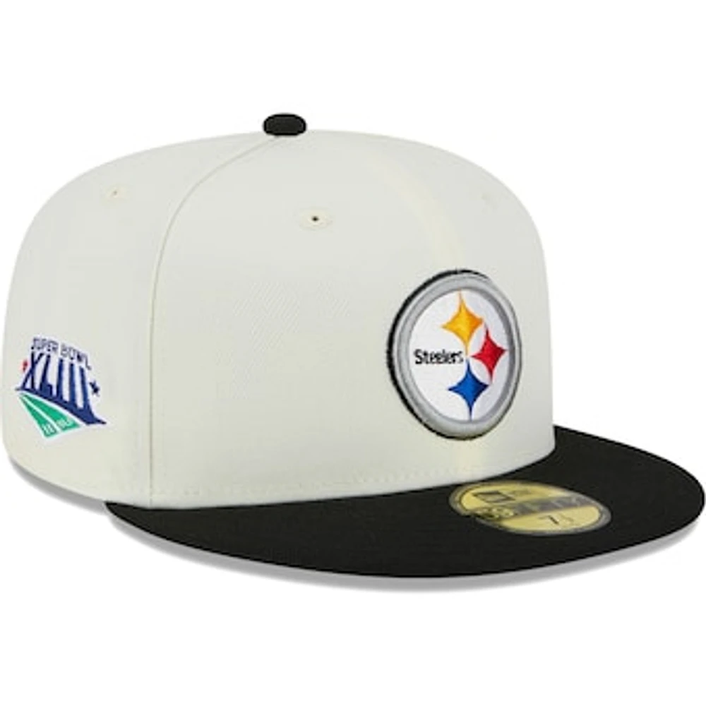 Men's New Era Cream Pittsburgh Steelers Retro 59FIFTY Fitted Hat