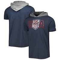 Men's New Era Navy USMNT Active Short Sleeve Pullover Hoodie