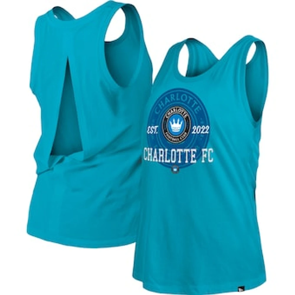 Women's New Era Blue Charlotte FC Athletic Split Back Tank Top