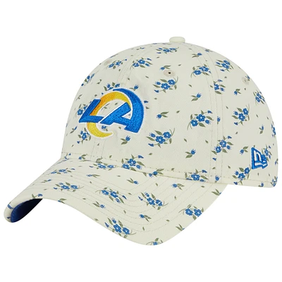 Men's New Era  Cream Los Angeles Rams Bloom 9TWENTY Adjustable Hat