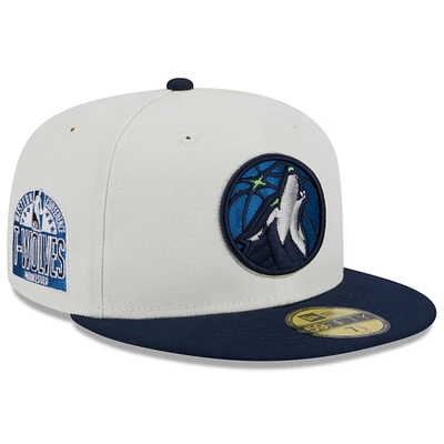 Men's New Era Cream/Navy Minnesota Timberwolves Retro City Conference Side Patch 59FIFTY Fitted Hat