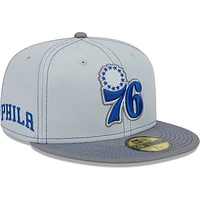 Men's New Era Gray Philadelphia 76ers Color Pop 59FIFTY Fitted Hat