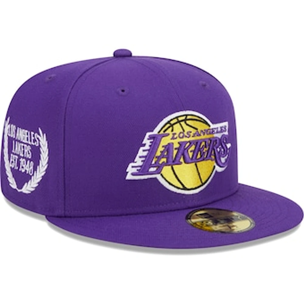 Men's New Era  Purple Los Angeles Lakers Camo Undervisor Laurels 59FIFTY Fitted Hat