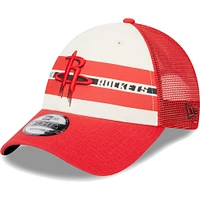 Men's New Era Houston Rockets Red Stripes 9FORTY Trucker Snapback Hat