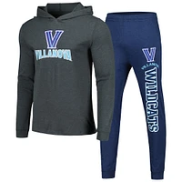 Men's Concepts Sport Navy/Charcoal Villanova Wildcats Meter Pullover Hoodie & Pant Sleep Set