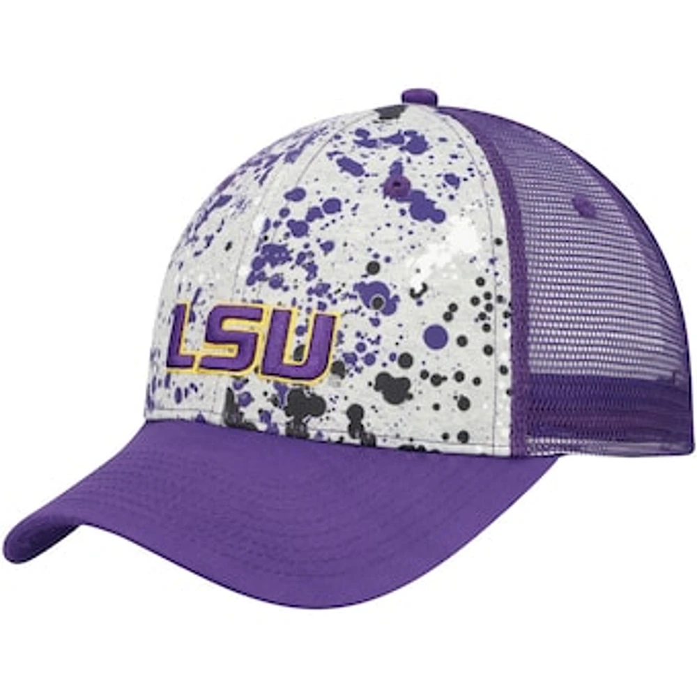 Men's Colosseum Gray/Purple LSU Tigers Love Fern Trucker Snapback Hat