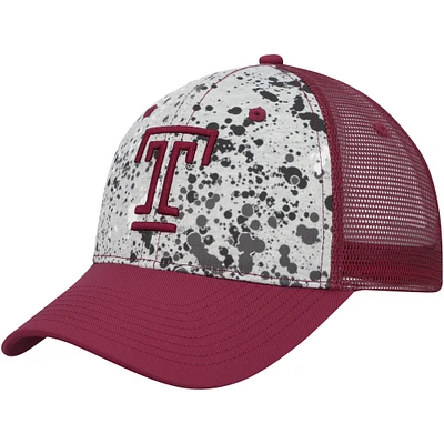 Men's Colosseum Gray/Cherry Temple Owls Love Fern Trucker Snapback Hat