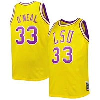 Men's 1990/91 Mitchell & Ness Shaquille O'Neal Gold LSU Tigers Big Tall Swingman Jersey