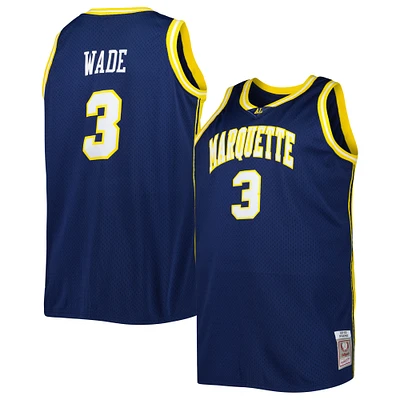 Men's 2002/03 Mitchell & Ness Dwyane Wade Navy Marquette Golden Eagles Big Tall Swingman Jersey