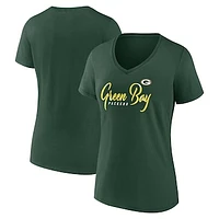 Women's Fanatics Green Green Bay Packers Shine Time V-Neck T-Shirt