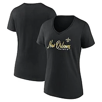 Women's Fanatics Black New Orleans Saints Shine Time V-Neck T-Shirt