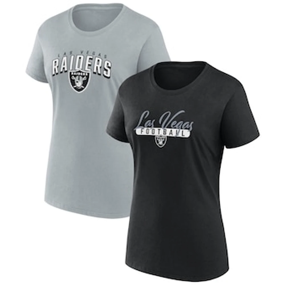 Women's Fanatics  Black/Gray Las Vegas Raiders Fan T-Shirt Combo Set