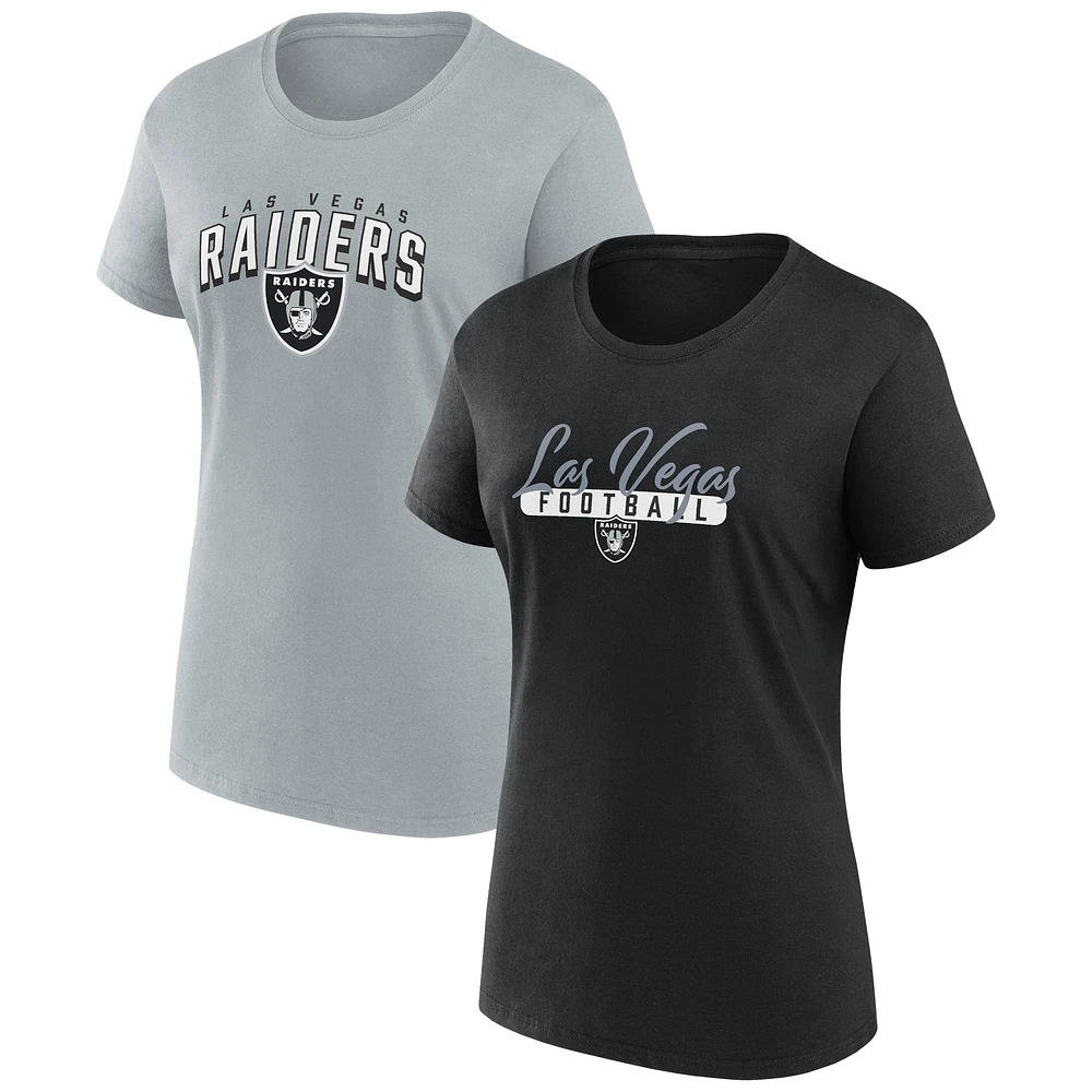 Women's Fanatics Black/Gray Las Vegas Raiders Fan T-Shirt Combo Set