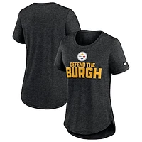 Women's Nike Heather Black Pittsburgh Steelers Local Fashion Tri-Blend T-Shirt