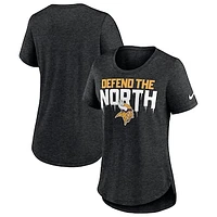 Women's Nike Heather Black Minnesota Vikings Local Fashion Tri-Blend T-Shirt