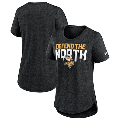 Women's Nike Heather Black Minnesota Vikings Local Fashion Tri-Blend T-Shirt
