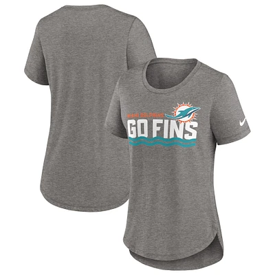 Women's Nike Heather Charcoal Miami Dolphins Local Fashion Tri-Blend T-Shirt