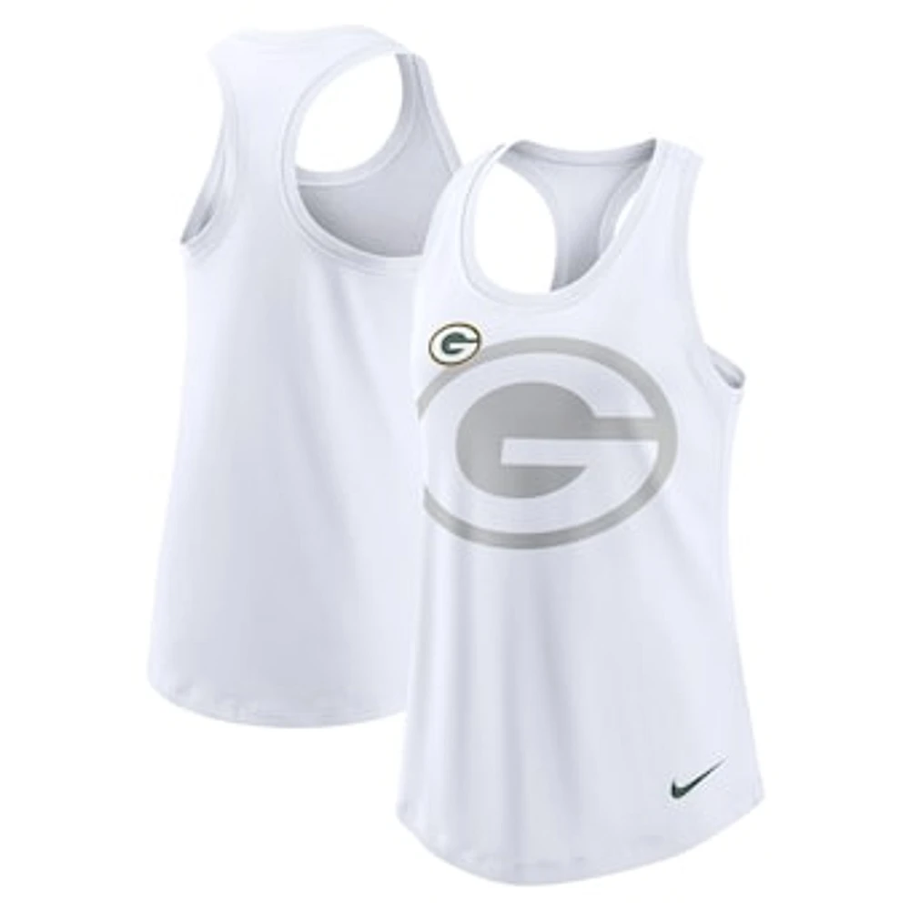 Women's Nike White Green Bay Packers Tri-Blend Scoop Neck Racerback Tank Top