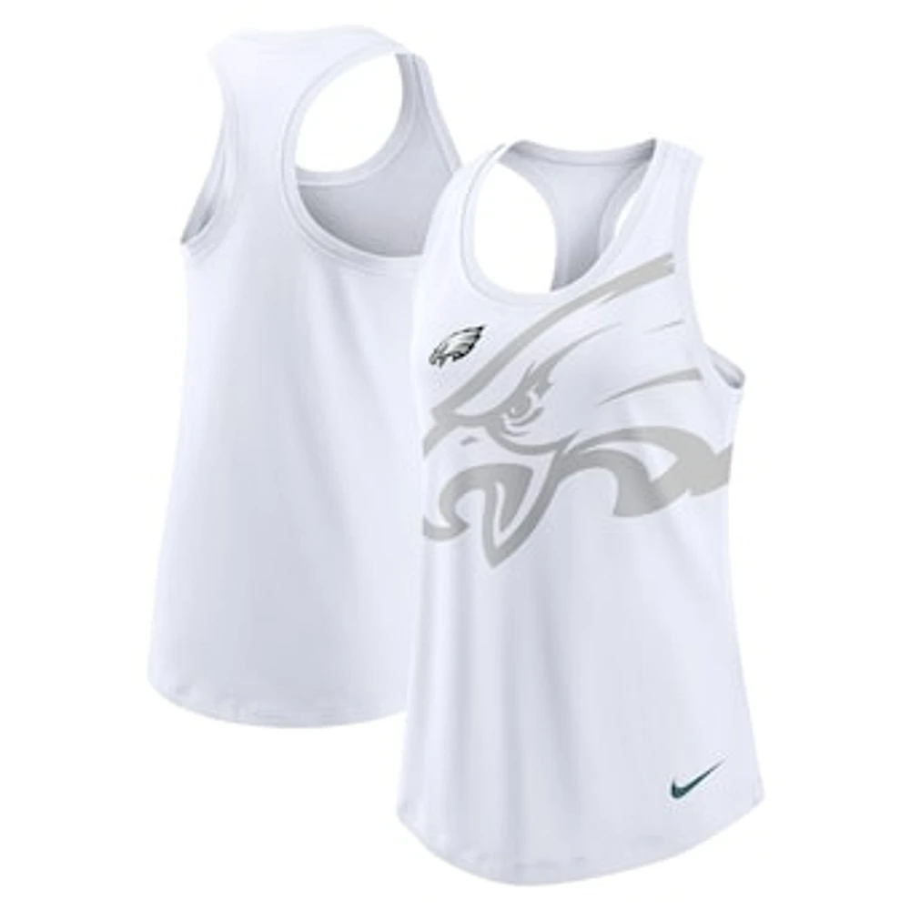 Women's Nike White Philadelphia Eagles Tri-Blend Scoop Neck Racerback Tank Top