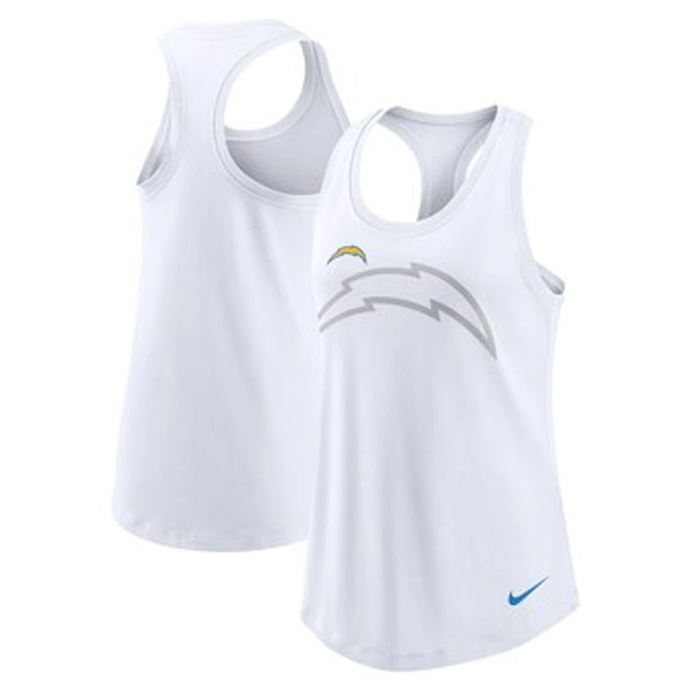 Women's Nike White Los Angeles Chargers Tri-Blend Scoop Neck Racerback Tank Top