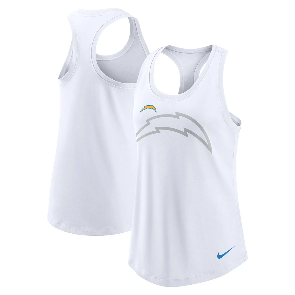 Women's Nike White Los Angeles Chargers Tri-Blend Scoop Neck Racerback Tank Top