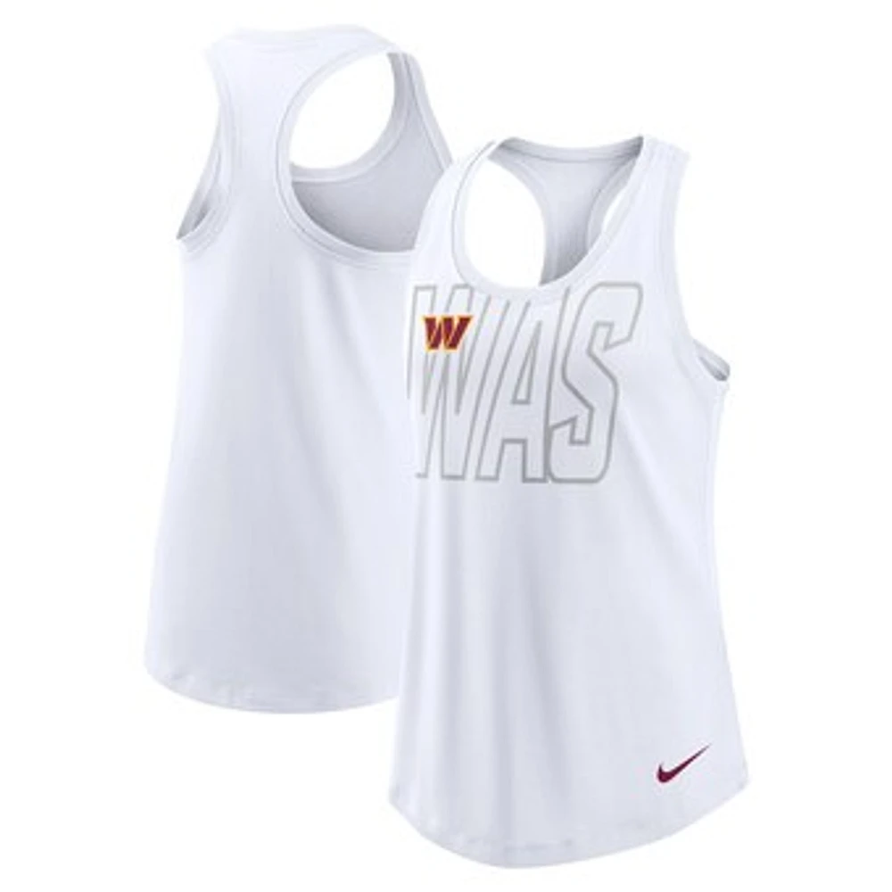 Women's Nike White Washington Commanders Tri-Blend Scoop Neck Racerback Tank Top