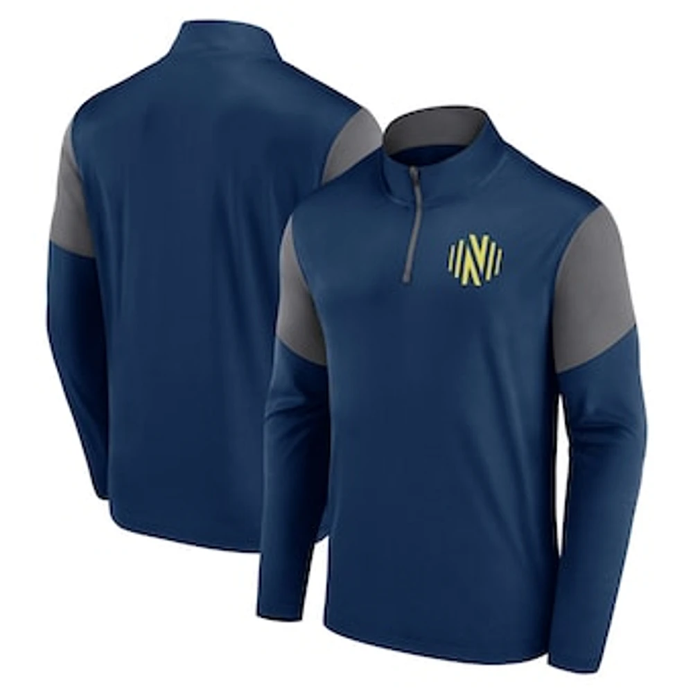 Men's Fanatics Navy Nashville SC Logo Quarter-Zip Top