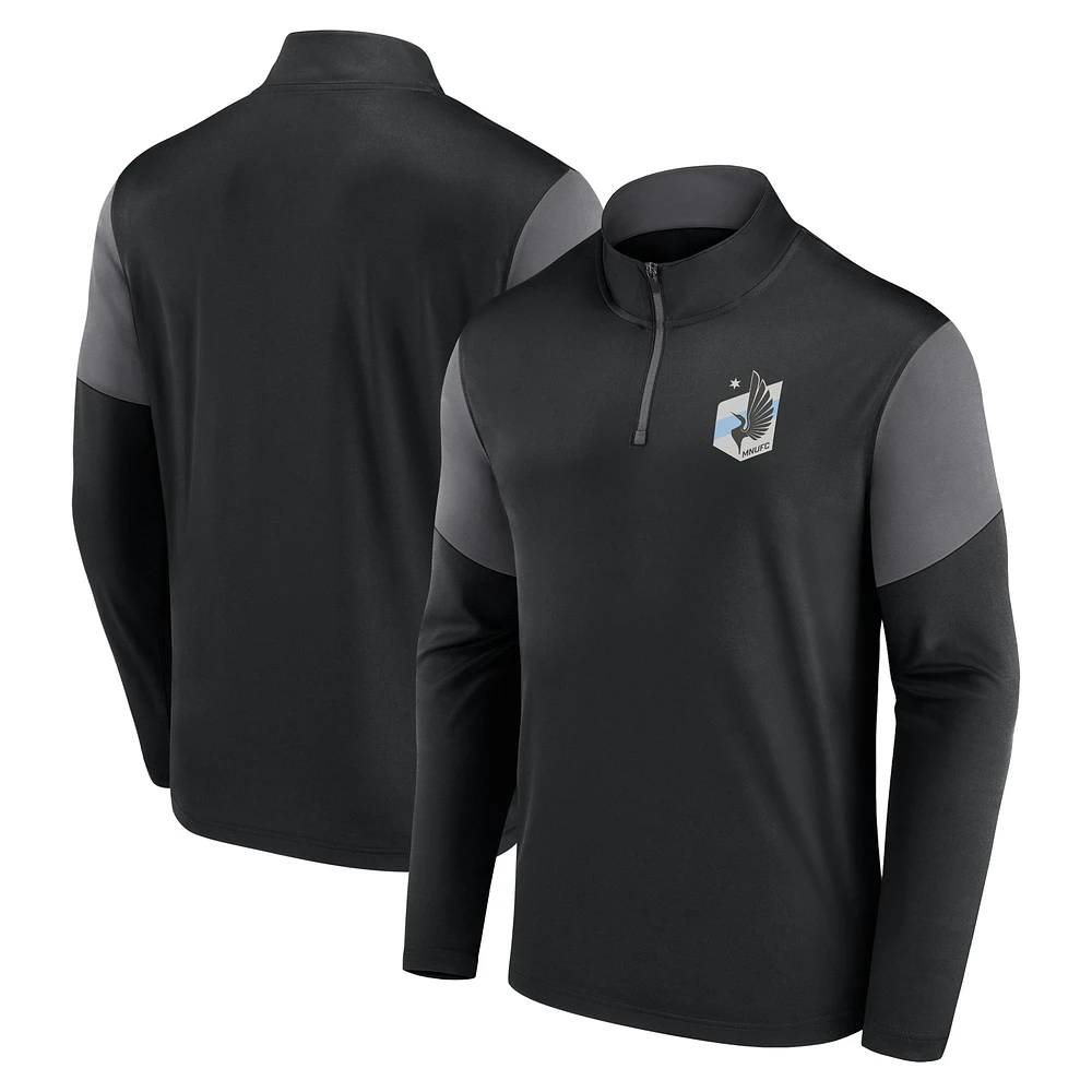 Men's Fanatics Black Minnesota United FC Logo Quarter-Zip Top