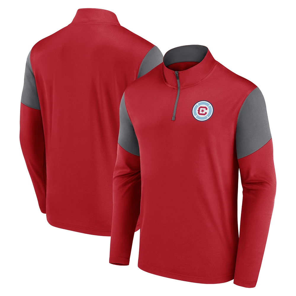 Men's Fanatics Red Chicago Fire Logo Quarter-Zip Top