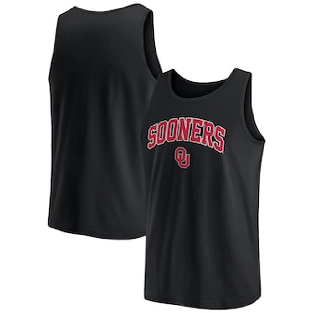 Men's Fanatics  Black Oklahoma Sooners Block Arch Tank Top