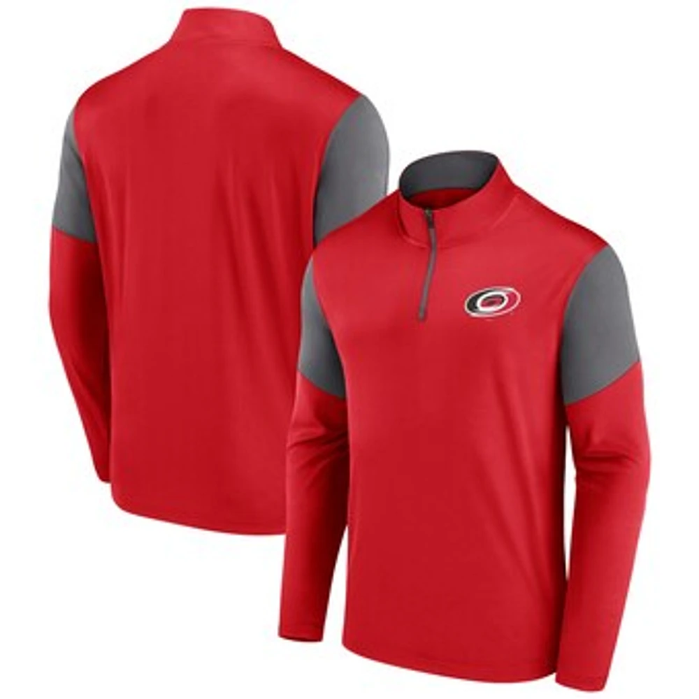 Men's Fanatics Red Carolina Hurricanes Logo Quarter-Zip Top