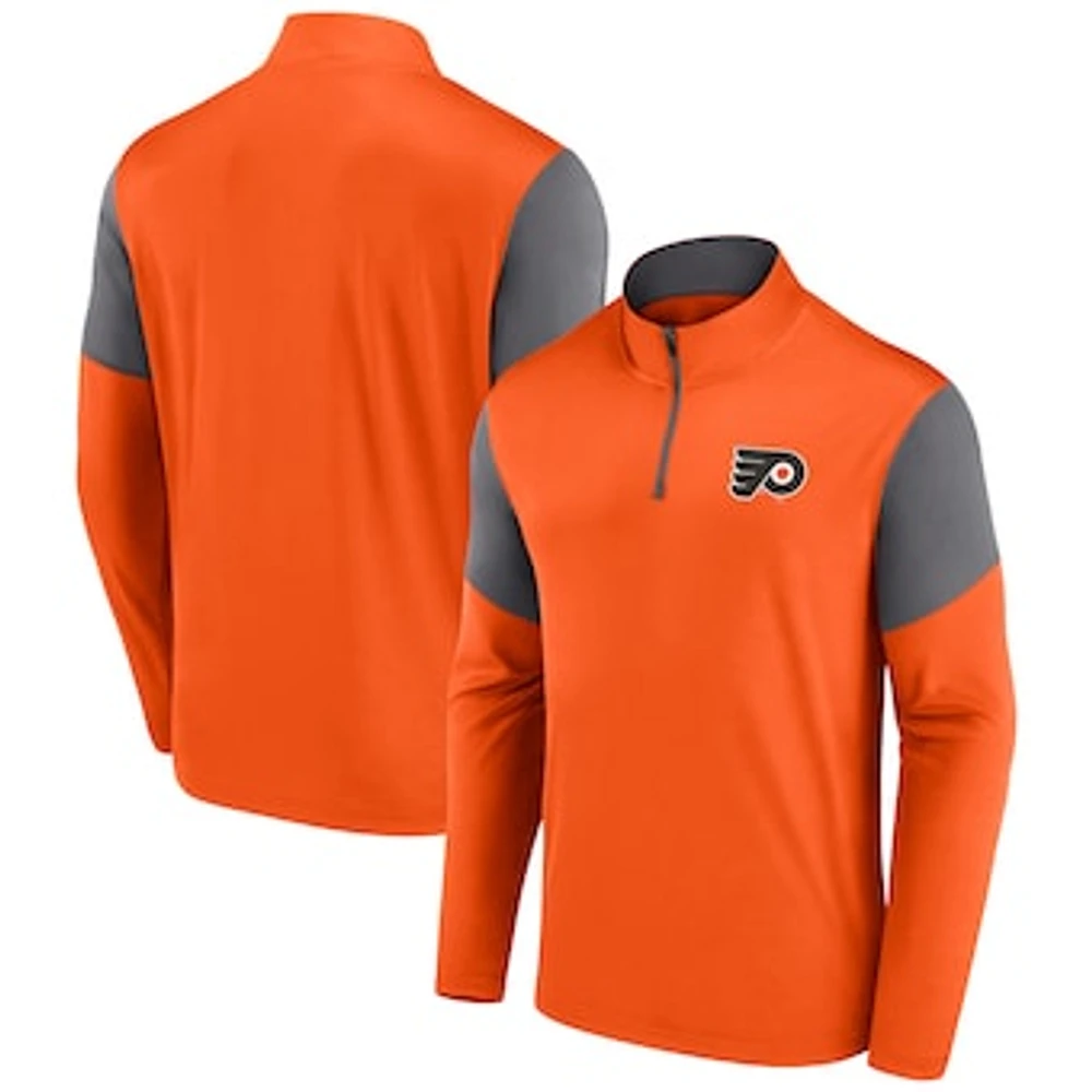 Men's Fanatics Orange Philadelphia Flyers Logo Quarter-Zip Top