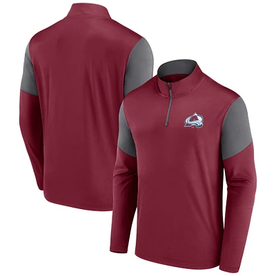 Men's Fanatics Burgundy Colorado Avalanche Logo Quarter-Zip Top