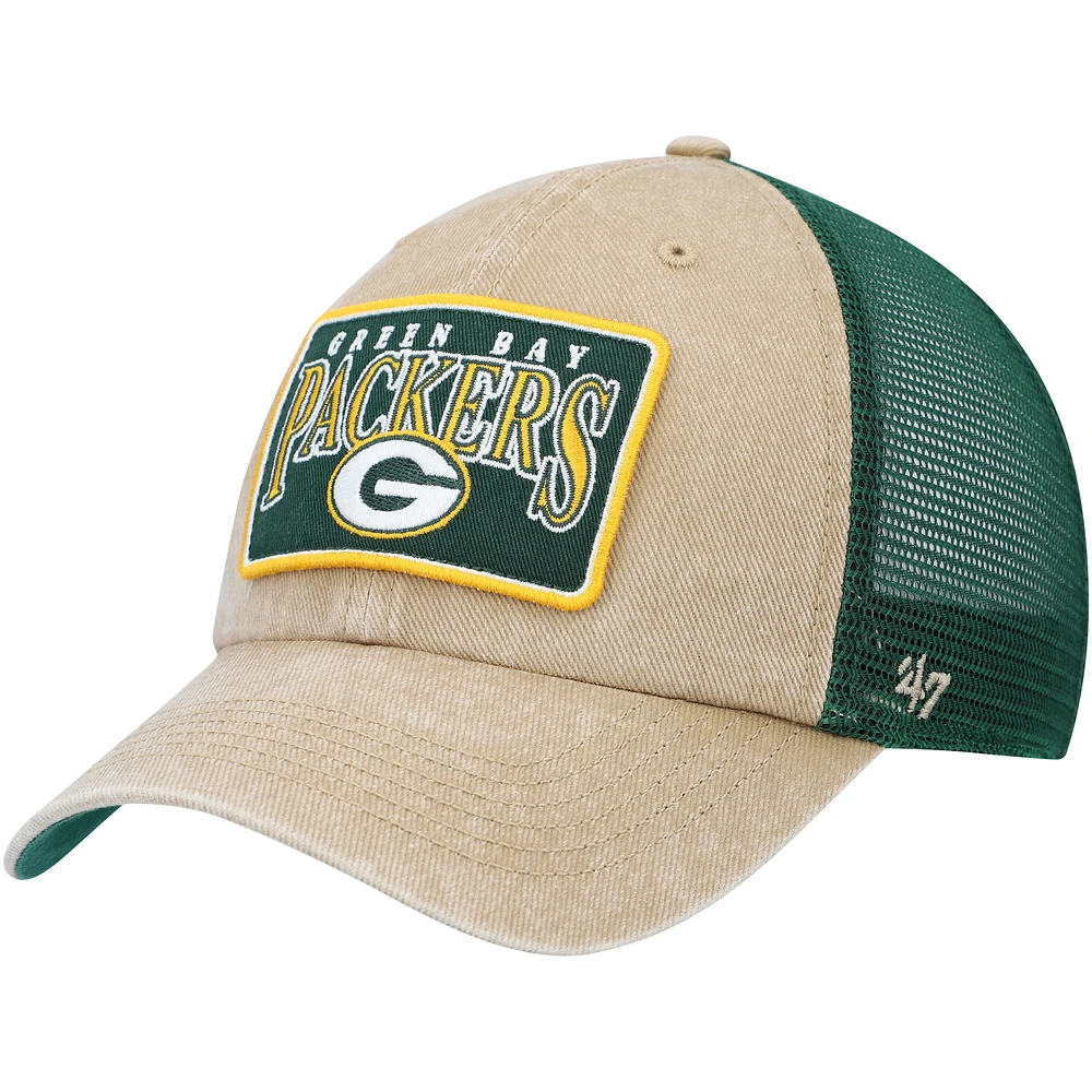 Men's '47 Khaki Green Bay Packers Dial Trucker Clean Up Adjustable Hat