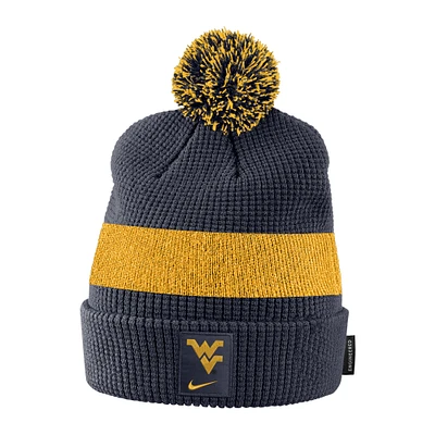 Men's Nike Navy West Virginia Mountaineers Sideline Team Cuffed Knit Hat with Pom