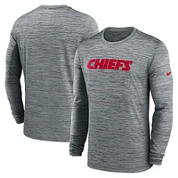 Men's Nike  Gray Kansas City Chiefs Sideline Team Velocity Performance Long Sleeve T-Shirt