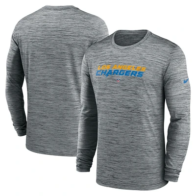 Men's Nike  Heather Gray Los Angeles Chargers Sideline Team Velocity Performance Long Sleeve T-Shirt